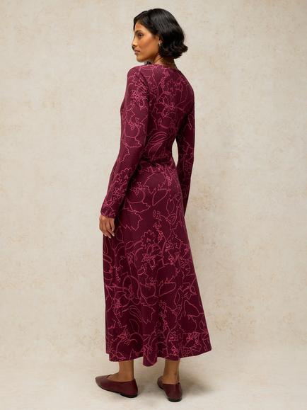 White Stuff Reese Floral V-Neck Midi Dress, Plum - view 2, Plum