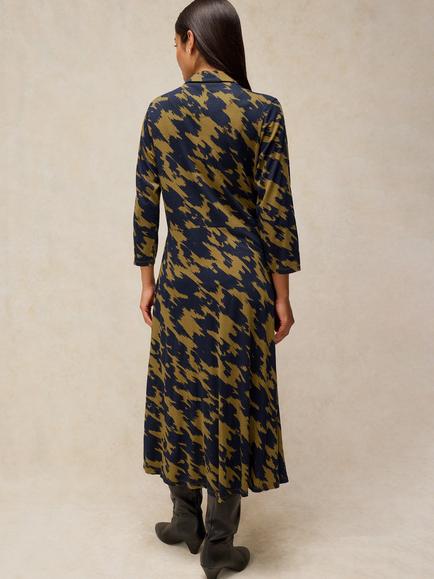 White Stuff Rua Abstract Print Midi Shirt Dress containing TENCEL™ Modal, Green/Multi - view 2, Green/Multi