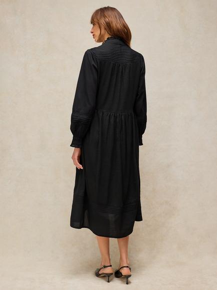 White Stuff Sole Tiered Midi Shirt Dress containing TENCEL™ Modal - view 2, Pure Black