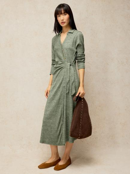 White Stuff Yara Cotton Rich Midi Shirt Dress, Mid Green, Mid Green