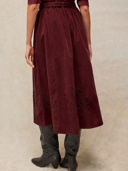 White Stuff Annika Corduroy Midi Skirt, Dark Red - view 2, Dark Red
