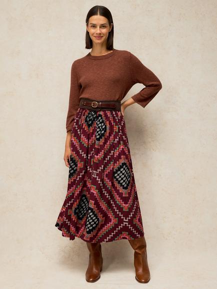 White Stuff Leela Flared Maxi Skirt, Plum/Multi, Plum/Multi