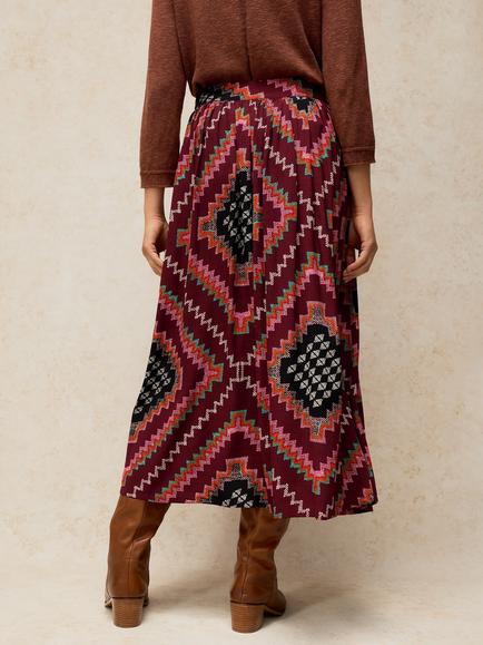 White Stuff Leela Flared Maxi Skirt, Plum/Multi - view 2, Plum/Multi