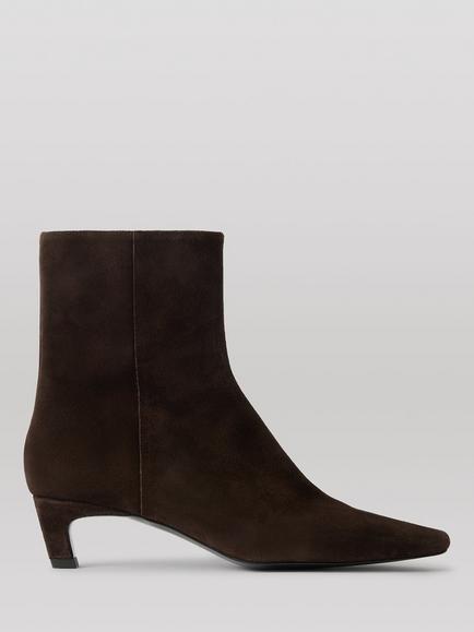 Whistles Kitten Heel Suede Ankle Boots, Chocolate, Chocolate
