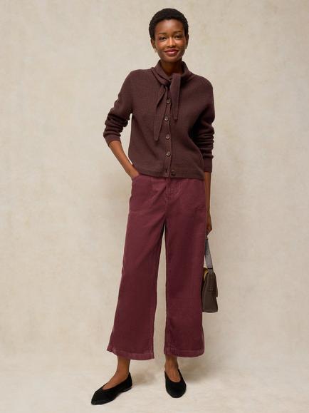 White Stuff Tia Corduroy Cropped Wide Leg Trousers, Mid Pink, Mid Pink
