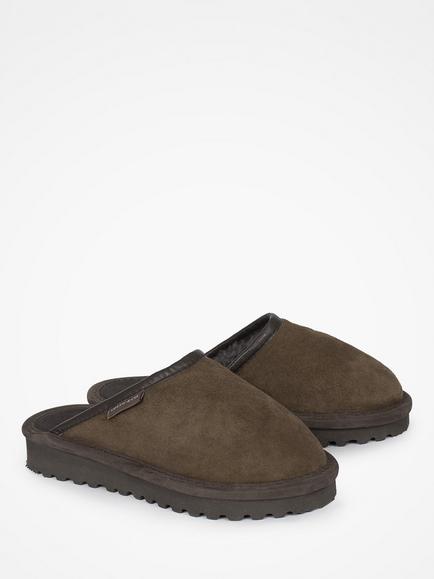 Celtic & Co.Sheepskin Backless Clog Slippers, Khaki - view 2, Khaki