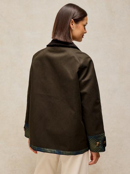 White Stuff Jackson Reversible Jacket, Dark Green/Multi - view 2, Dark Green/Multi