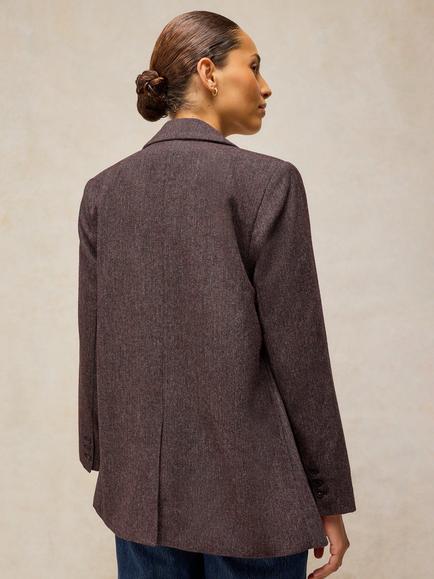 White Stuff Sasha Wool Blend Double Breasted Blazer, Plum - view 2, Plum