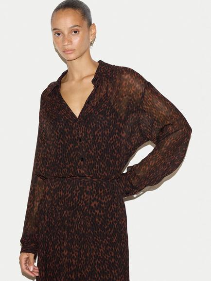 Jigsaw Mini Leopard Print Shirt, Brown, Brown