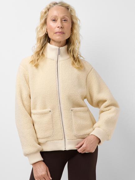 Sweaty Betty Plush Zip Up Ribbed Fleece, Ecru Beige, Ecru Beige