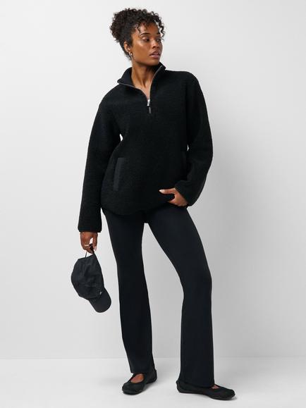 Sweaty Betty Plush Fleece Ribbed Half Zip Jumper, Black - view 2, Black