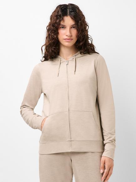 Sweaty Betty Glow Studio Zip Through Hoodie, Taupe Beige Marl, Taupe Beige Marl