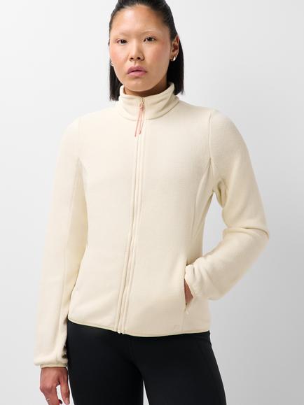 Sweaty Betty Evergreen Fleece Zip Up Jacket, Clay Beige, Clay Beige