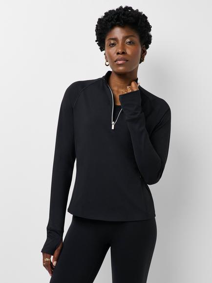 Sweaty Betty Runner's High Bonded Half Zip Top, Black, Black