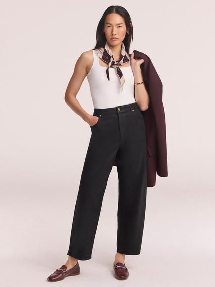 Mint Velvet Coated Tapered Jeans, Black