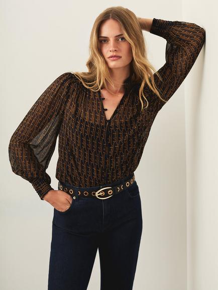 Mint Velvet Helsinki Print Blouse, Navy/Multi, Navy/Multi