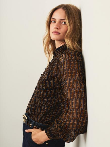 Mint Velvet Helsinki Print Blouse, Navy/Multi - view 2, Navy/Multi