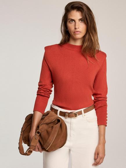 Mint Velvet Shoulder Pad Knit Jumper, Orange, Orange