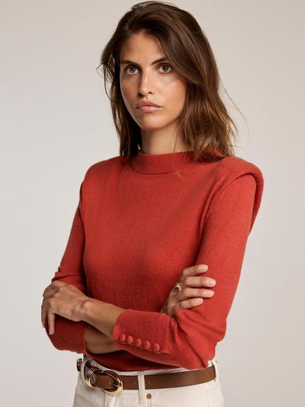 Mint Velvet Shoulder Pad Knit Jumper, Orange - view 2, Orange