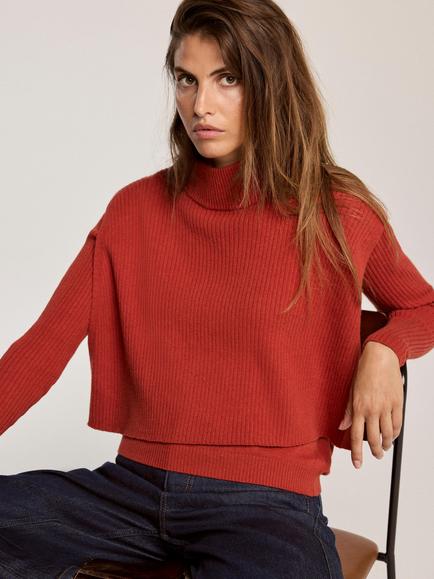 Mint Velvet Layered Knit Top, Orange, Orange
