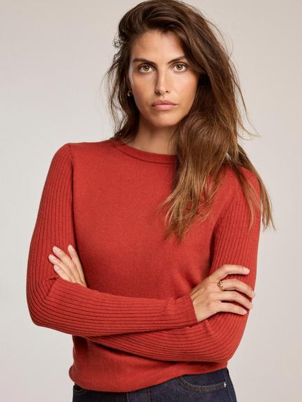 Mint Velvet Layered Knit Top, Orange - view 2, Orange