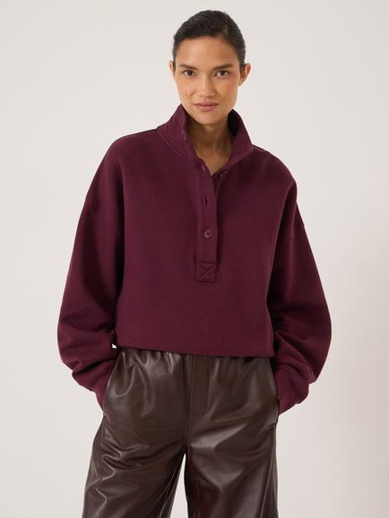 HUSH Hendrix High Neck Cotton Sweatshirt, Burgundy Red, Burgundy Red