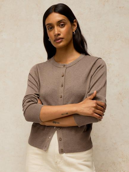 White Stuff Lois Cardigan - view 2, Dark Natural