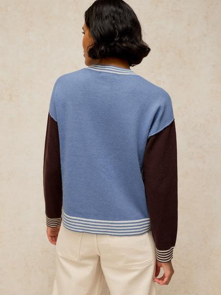 White Stuff Sansa Striped Trim Cardigan, Blue/Multi - view 2, Blue/Multi