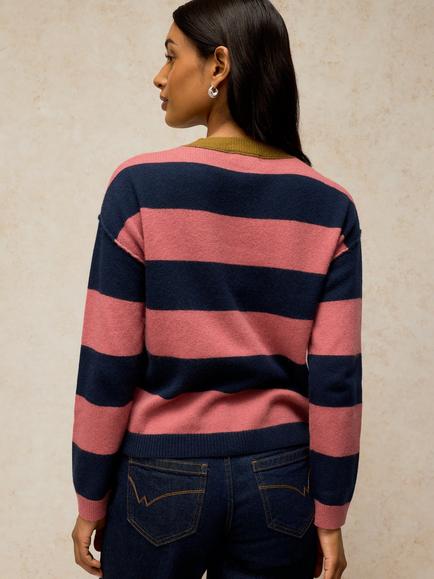 White Stuff Sansa Striped Cardigan, Pink/Multi - view 2, Pink/Multi