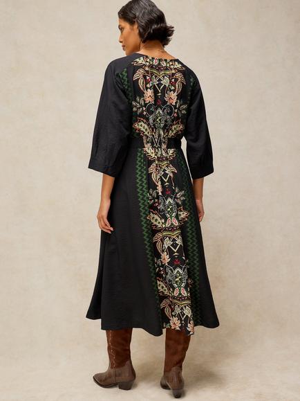 White Stuff Kate Floral Midi Dress, Black/Multi - view 2, Black/Multi