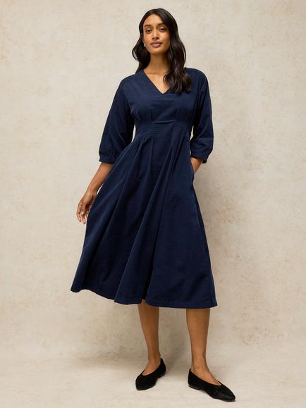 White Stuff Kate Cord Midi Dress, Dark Navy, Dark Navy