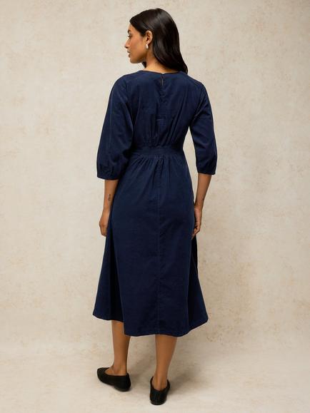 White Stuff Kate Cord Midi Dress, Dark Navy - view 2, Dark Navy