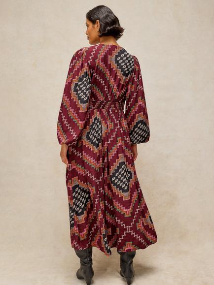 White Stuff Leela Dress, Plum/Multi - view 2, Plum/Multi