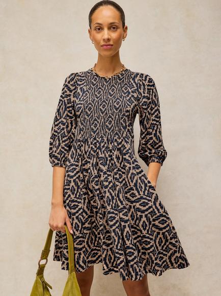 White Stuff Maeva Geometric Print Dress, Navy/Multi, Navy/Multi