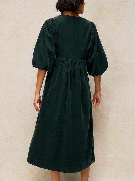 White Stuff Matilda Cotton A-Line Midi Dress, Dark Green - view 2, Dark Green