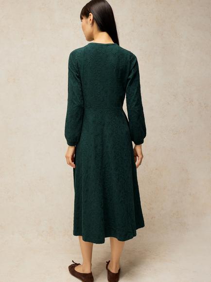 White Stuff Megan Cotton Embroidered Midi Dress, Dark Green - view 2, Dark Green