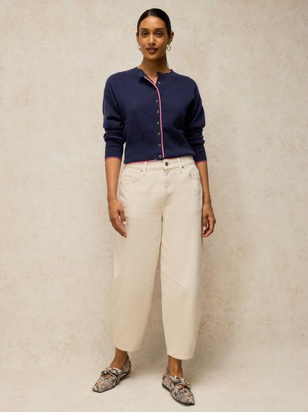 White Stuff Kylie Cashmere Round Neck Cardigan, Dark Navy