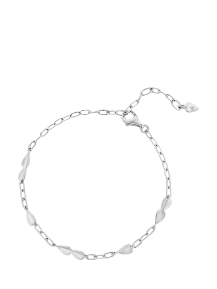 Dinny Hall Folded Heart Dainty Chain Bracelet, Silver