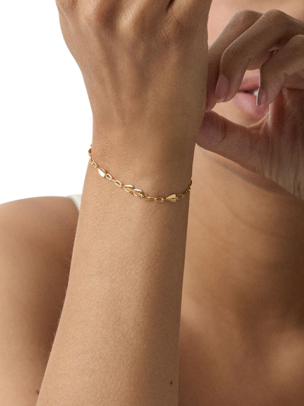 Dinny Hall Folded Heart Dainty Chain Bracelet - view 2, Silver