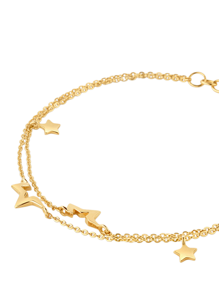 Dinny Hall Double Chain Star Bracelet - view 2, Gold