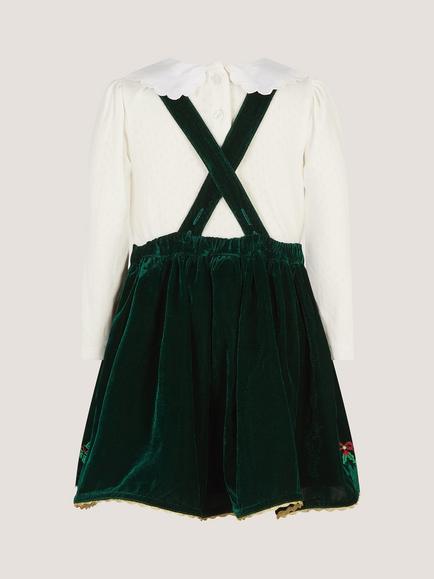 Monsoon Baby Christmas Pinafore and Top Set, Green - view 2, Green