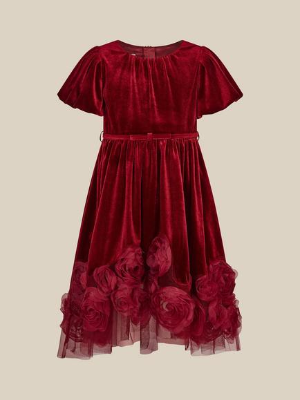 Monsoon Kids' Adelyn Rose Occasion Dress, Red, Red