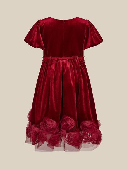 Monsoon Kids' Adelyn Rose Occasion Dress, Red - view 2, Red