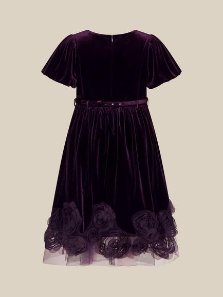 Monsoon Kids' Adelyn Rose Occasion Dress, Purple - view 2, Purple