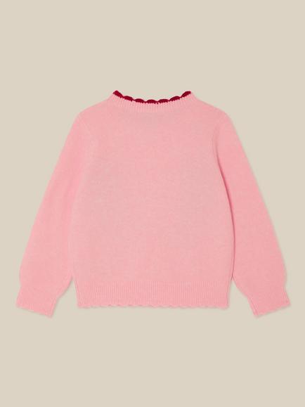 Monsoon Kids' Christmas Candy Cane Jumper, Pink - view 2, Pink