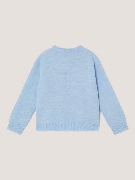 Monsoon Kids' Knitted Sequin Ice Skate Jumper, Blue - view 2, Blue