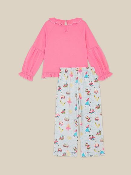 Monsoon Kids' Long Sleeve Christmas Nutcracker Print Pyjama Set, Pink - view 2, Pink