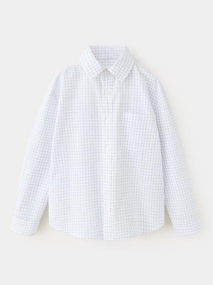 Mango Kids' Long Sleeve Check Shirt, White, White