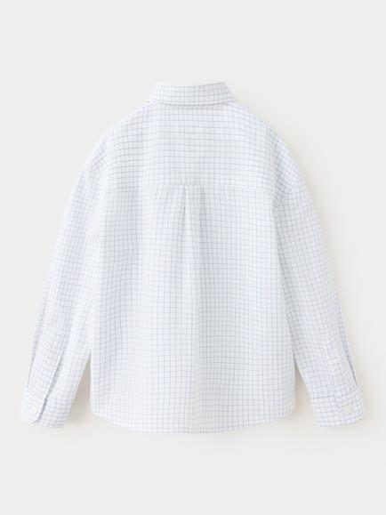 Mango Kids' Long Sleeve Check Shirt, White - view 2, White