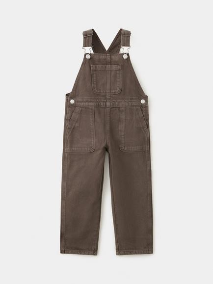 Mango Kids' Peto Relaxed Dungarees, Brown, Brown